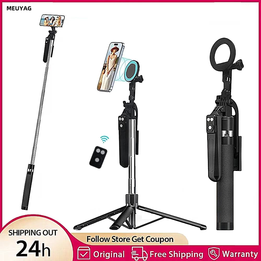 Treppiede allungabile da 1,7 m Selfie Stick Supporto per treppiede portatile per smartphone con telecomando Bluetooth senza fili per telefono Android iOS