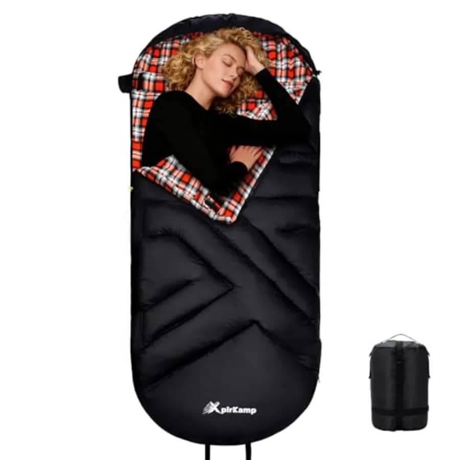 Sacco a Pelo in Flanella di Cotone per Adulti, 4 Stagioni Extra Largo e Grande XXL, Portatile per Climi Freddi e Invernali