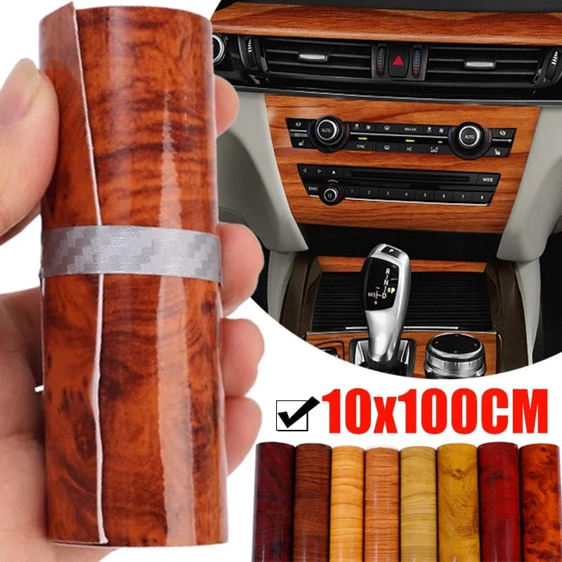 Auto Grano di Legno Pellicola Adesivi Decalcomanie Wrap Pellicola PVC Legno Strutturato 10x100 cm Universale Auto Body Styling Decor Interni Auto FAI DA TE