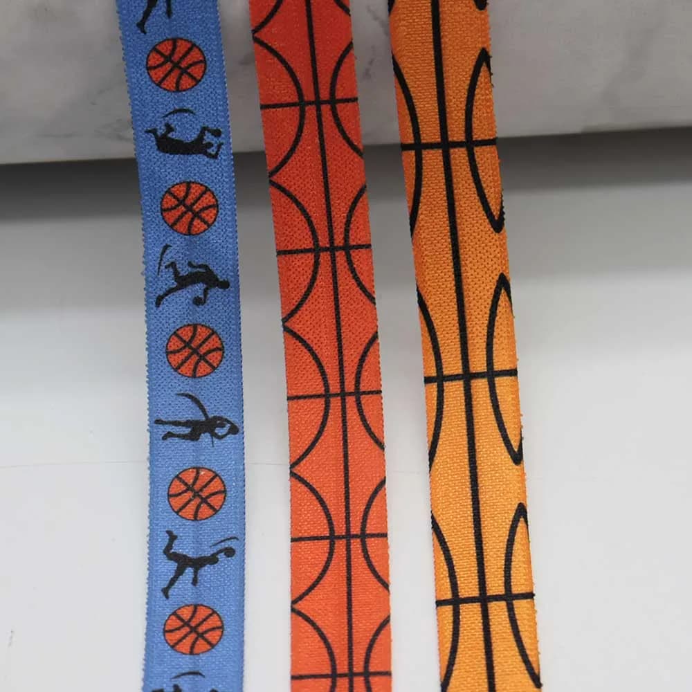 5/8 ''15mm Basket Sport Stampato Piega Elastico FOE Nastro Per La Cravatta Dei Capelli Copricapi Accessori Per Capelli Braccialetto Sportivo