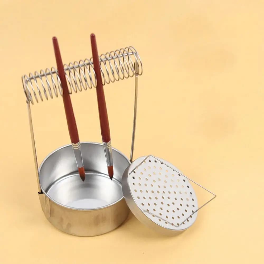 Stainless Steel Paint Brush Cleaner Removable with Wash Tank Brush Wash Pot Rust-proof Durable Artist Brush Washer Oil Painting