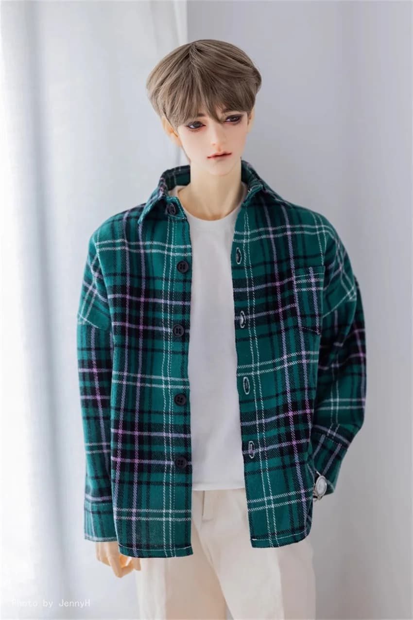 BJD SD Vestiti 1/3 1/4 Ragazzi Quotidiano Bello Casual Plaid Camicia a quadretti Spot Inventario Verde Regali Giocattoli BID Accessori per bambole