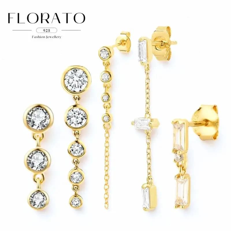 Knit Earrings with round zircone pendant with silver needle 925 for women Luxury crystal earring Jewelry for niche fashion parties Pendientes