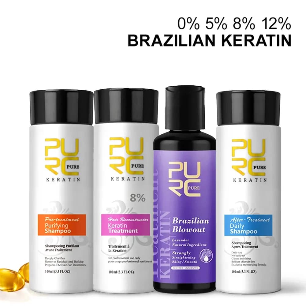 PURC Trattamento alla cheratina Shampoo Balsamo Prodotti liscianti per capelli Levigante Riparatore Maschera per capelli Capelli ricci Raddrizzare la cura