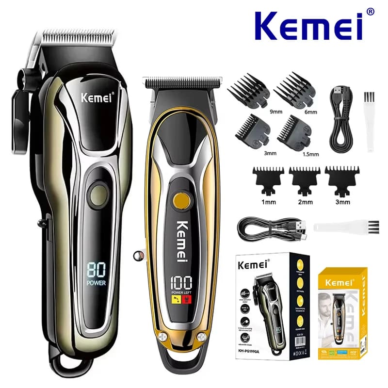 Kemei Professional Haircuts USB Charge Cordless Rechargeable Haircut Machine PG1990A 1598 Kit