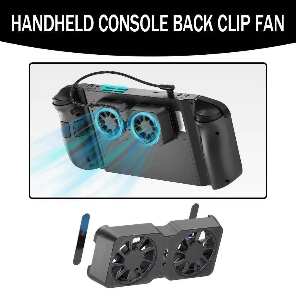 Dual Fan Magnetic Handheld Console Cooler USB Powered Back Clip Radiator for Steam Deck Xbox Ally X Legion Go Portable Game Fan