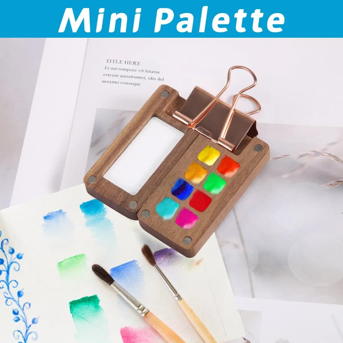 8 Grid Portable Sketchbook Palette, Mini Travel Paint Tray Box With A Clip (Without Paint)-A27R