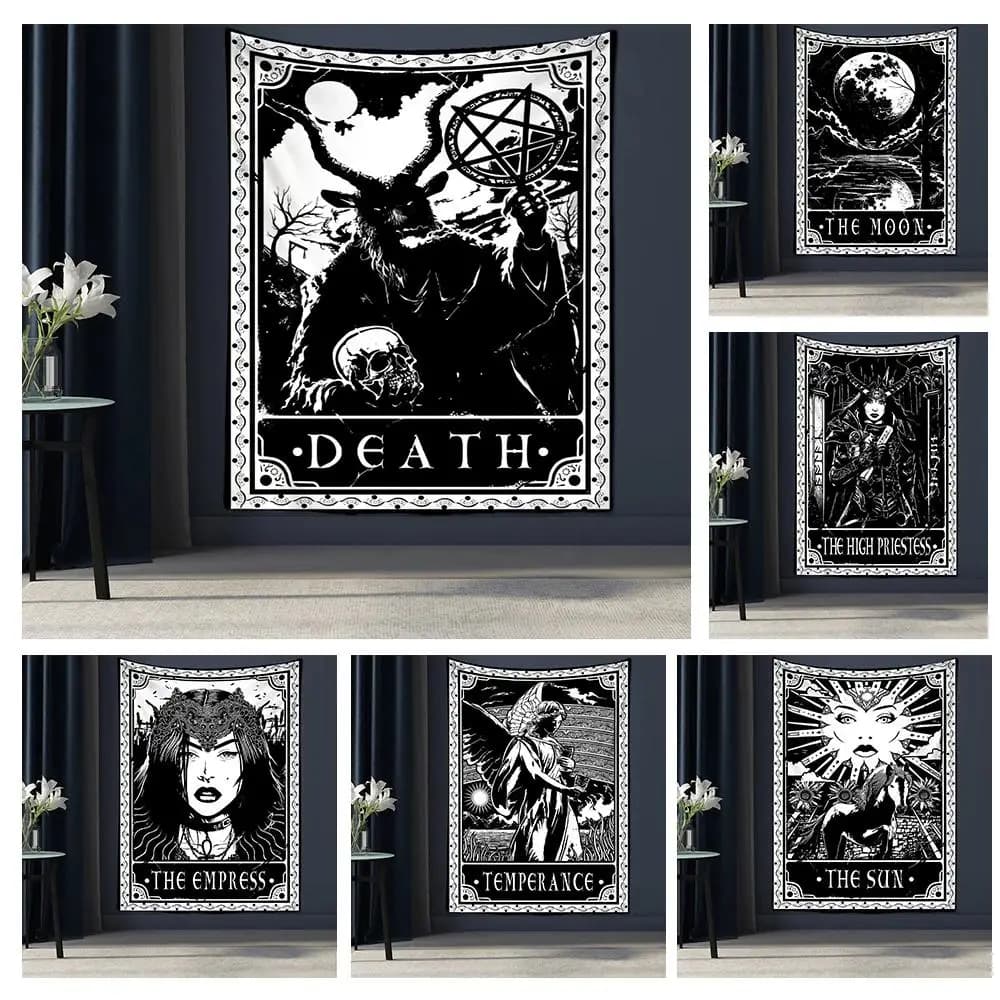 Tarot Tapestry Wall Hanging Witchcraft Divination Bed Sheet Beach Mat Bohemian Hippie Home Decor