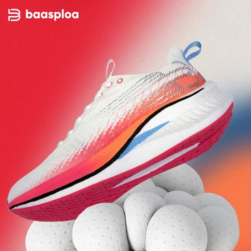 Baasploa Women's Running Shoes Breathable Mesh Sneakers Professional training sports shoes with carbon plate Wear resistant