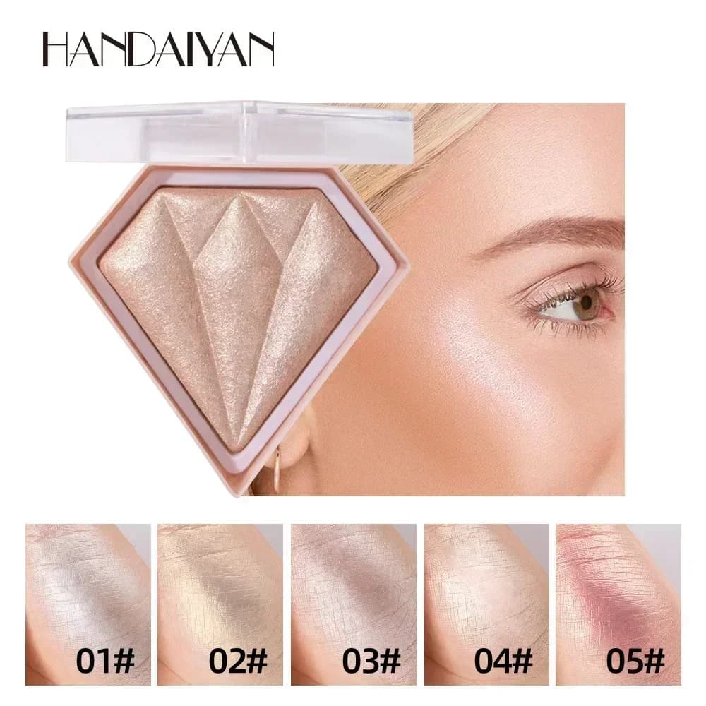 HANDAIYAN Illuminating Powder to Clear Skin Color, Waterproof Powder and Duration, Three-dimensional Fard Glittered for Face