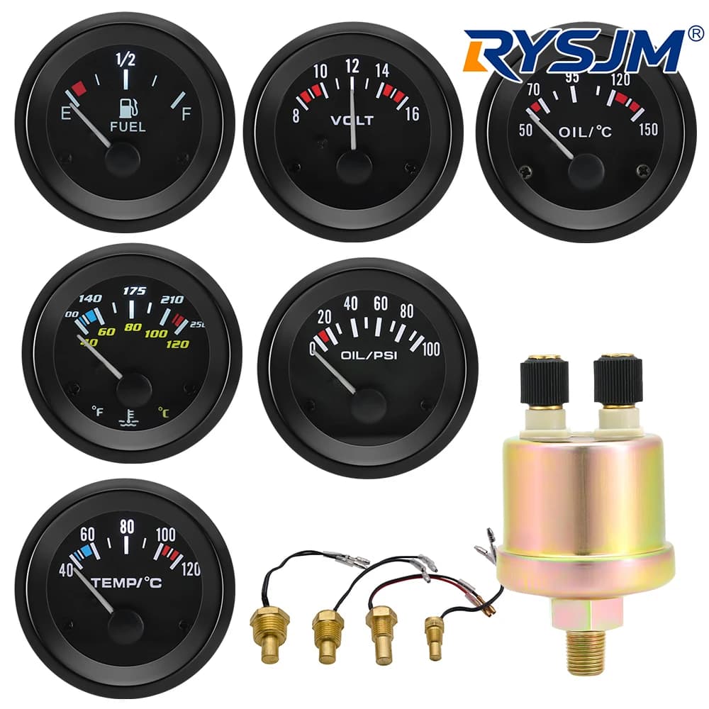 Indicatore Digitale LED Temperatura Olio/Acqua 52mm con Sensore 1/8 NPT e Manometro Pressione Olio PSI Nero per Auto a Benzina