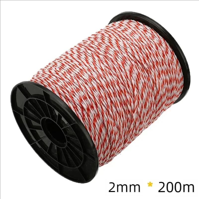 200 m/500 m roll electric fence rope white red wire with poly steel rope for animal fence for horses Ultra low resistance wire