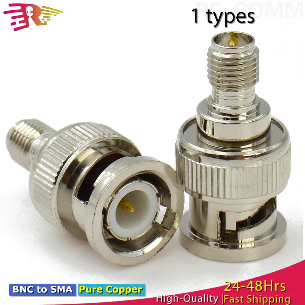 Jack BNC (pin maschio) a jack RP-SMA (pin maschio) Adattatore coassiale RF Connettore dritto SMA-BNC per antenna radio WiFi