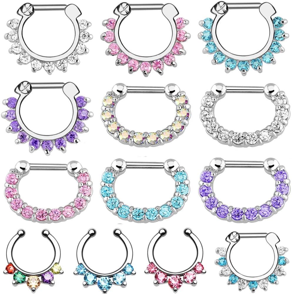 1pcs Hoop Clip On Nose Septum Ring for Women Men Steel Hinged Segment Clicker Daith Conch Piercings Cartilage Earring Jewelry