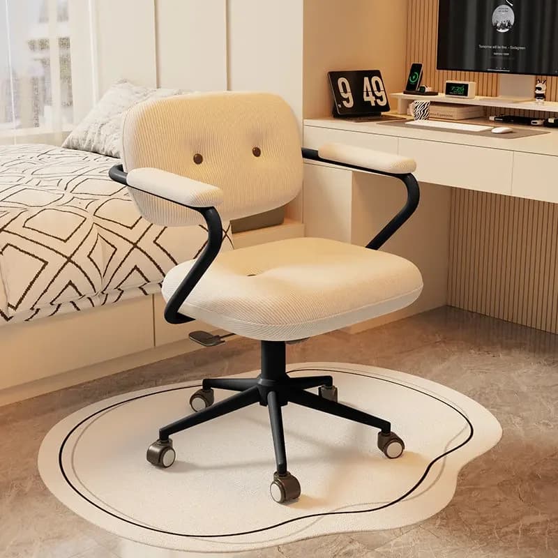 Sedia da ufficio mobile Vanity, comoda e graziosa, girevole, bianca, per gaming e relax, sedia accent per camera da letto, Cadeira, mobili per ufficio