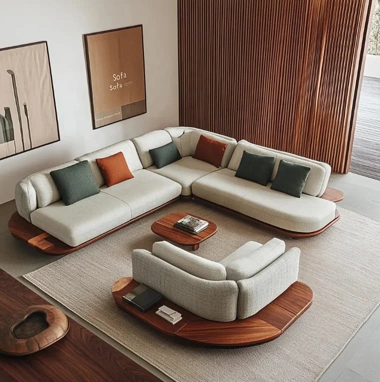 Divano Componibile Moderno di Lusso yi-Luxury, Divani Bianchi con Gambe in Legno Massello per Arredamento Soggiorno #