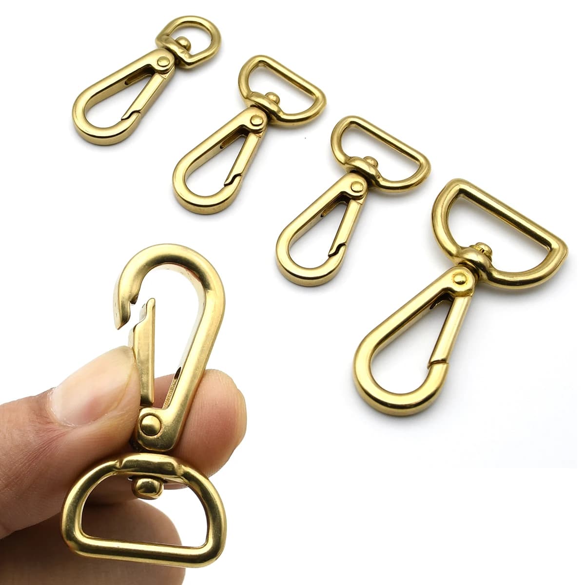 Brass Carabiner Snap Hook Trigger Clip Swivel Eye Buckle Leathercraft Bag Parts Keychain Dog Collar Lobster Clasp