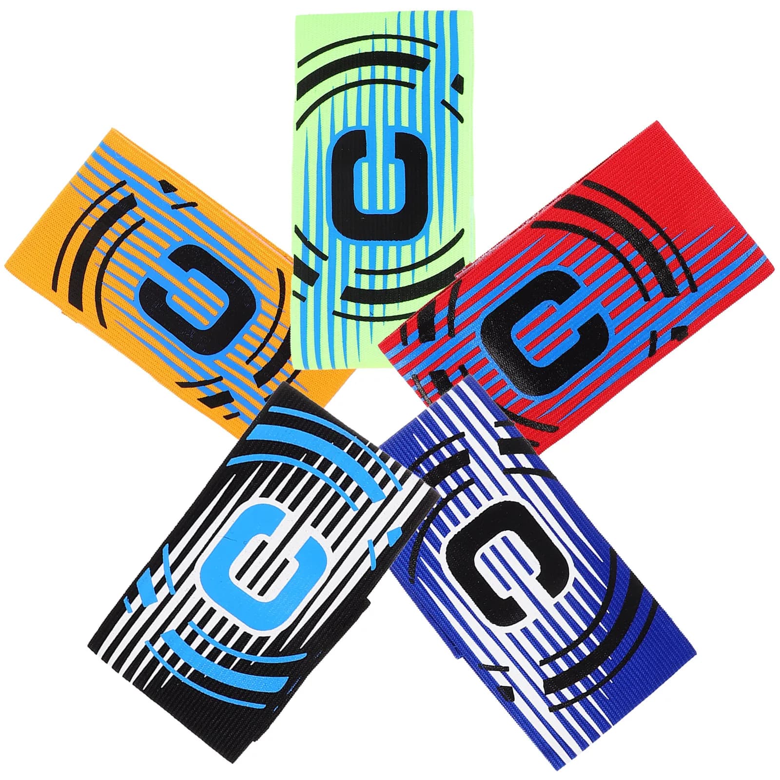 Fascia da braccio per capitano da 5 pezzi, fascia da braccio sportiva per calcio, colori vivaci, resistente all'usura, fascia per leader di squadra di calcio, per uso in partite