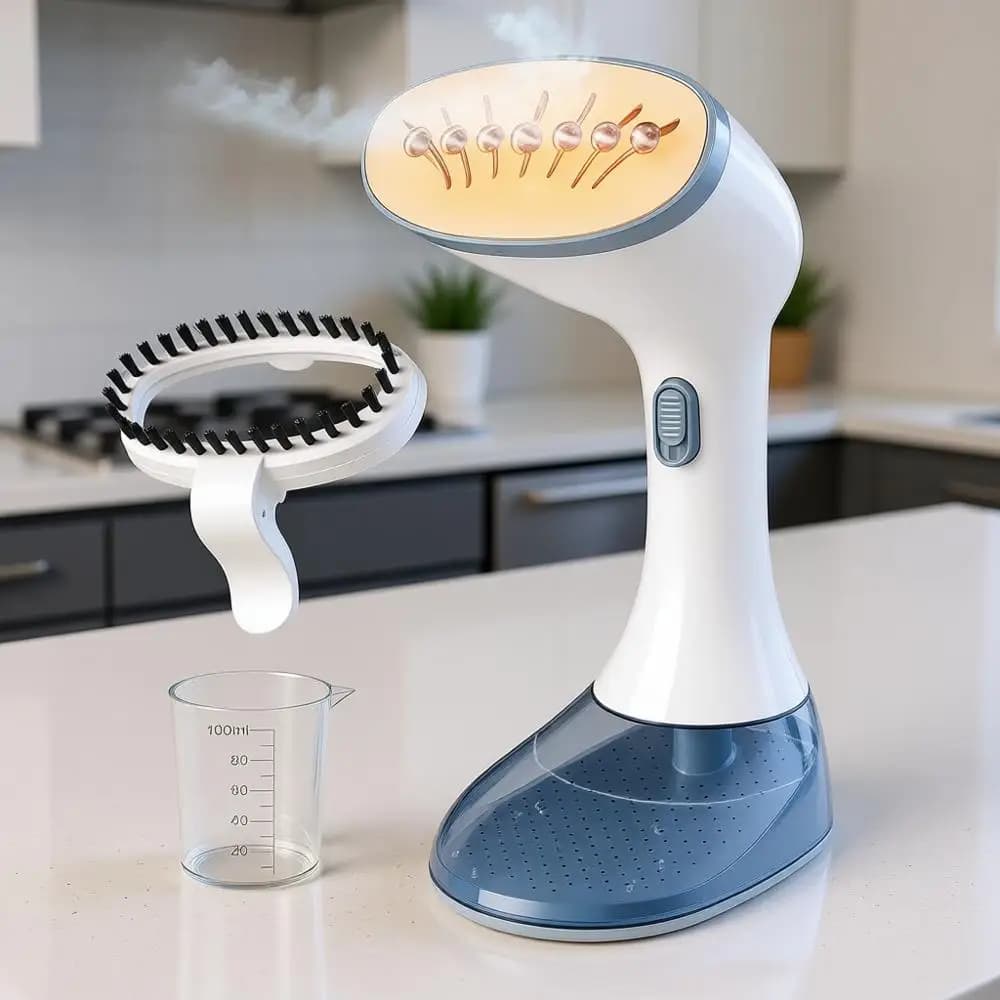 Vaporizzatore per Vestiti Portatile da 1800W con 3 Impostazioni di Vapore, Serbatoio da 380ml, Cavo da 9,8', Ideale per Viaggi