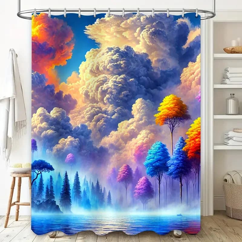 Tenda da doccia fantasia sirena al chiaro di luna stravagante arredamento per il bagno artistico unico da appendere alla parete per bagni delle ragazze stampato personalizzabile