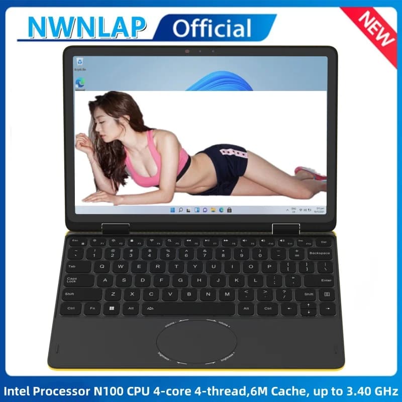 Nuovo Arrivo Sottile e Leggero 2-in-1 Del Computer Portatile 16G 32G 11 “IPS HD Touch Intel N100 CPU UHD Grafica TOUCHPAD Tastiera Retroilluminata Minipc
