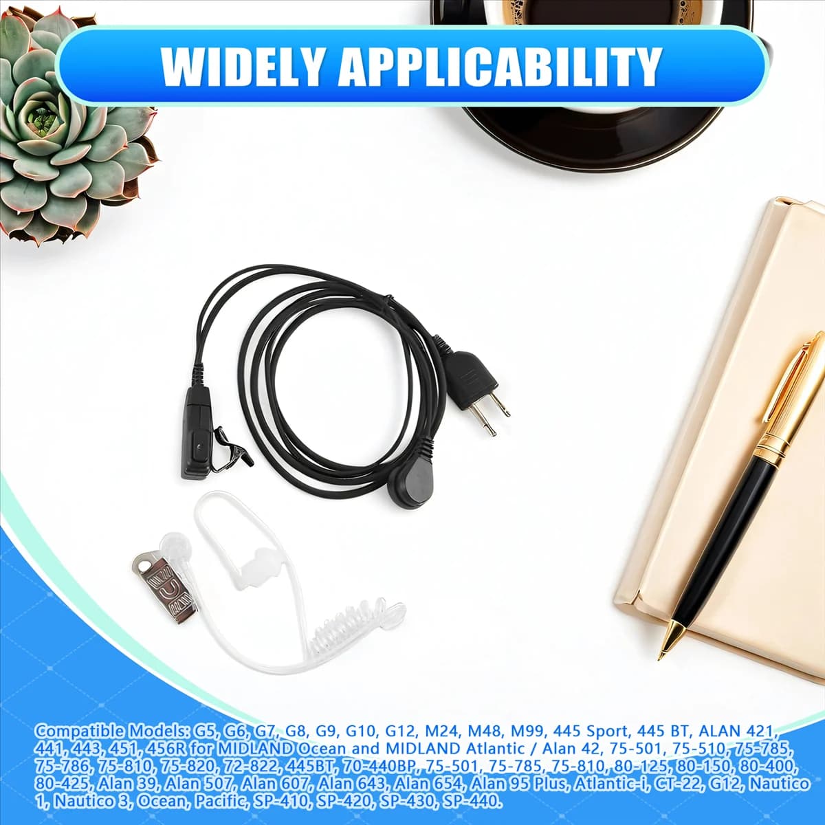 Microfono auricolare con tubo audio per Midland walkie talkie Alan GXT G6 G7 G8 G9 75-810 GXT650 LXT80 auricolare wireless Rich