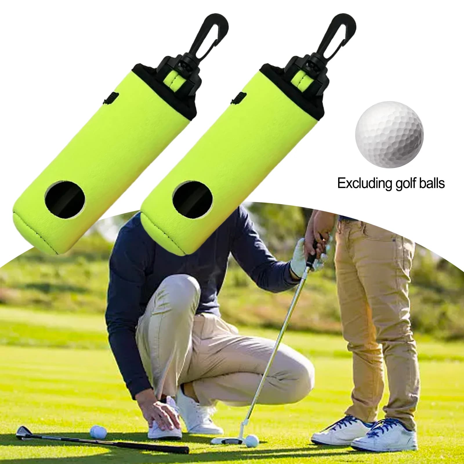 Borsa da trasporto per palline da golf da 2 pezzi con supporto per tee e clip Accessorio da golf in neoprene e materiale plastico per uomo e donna