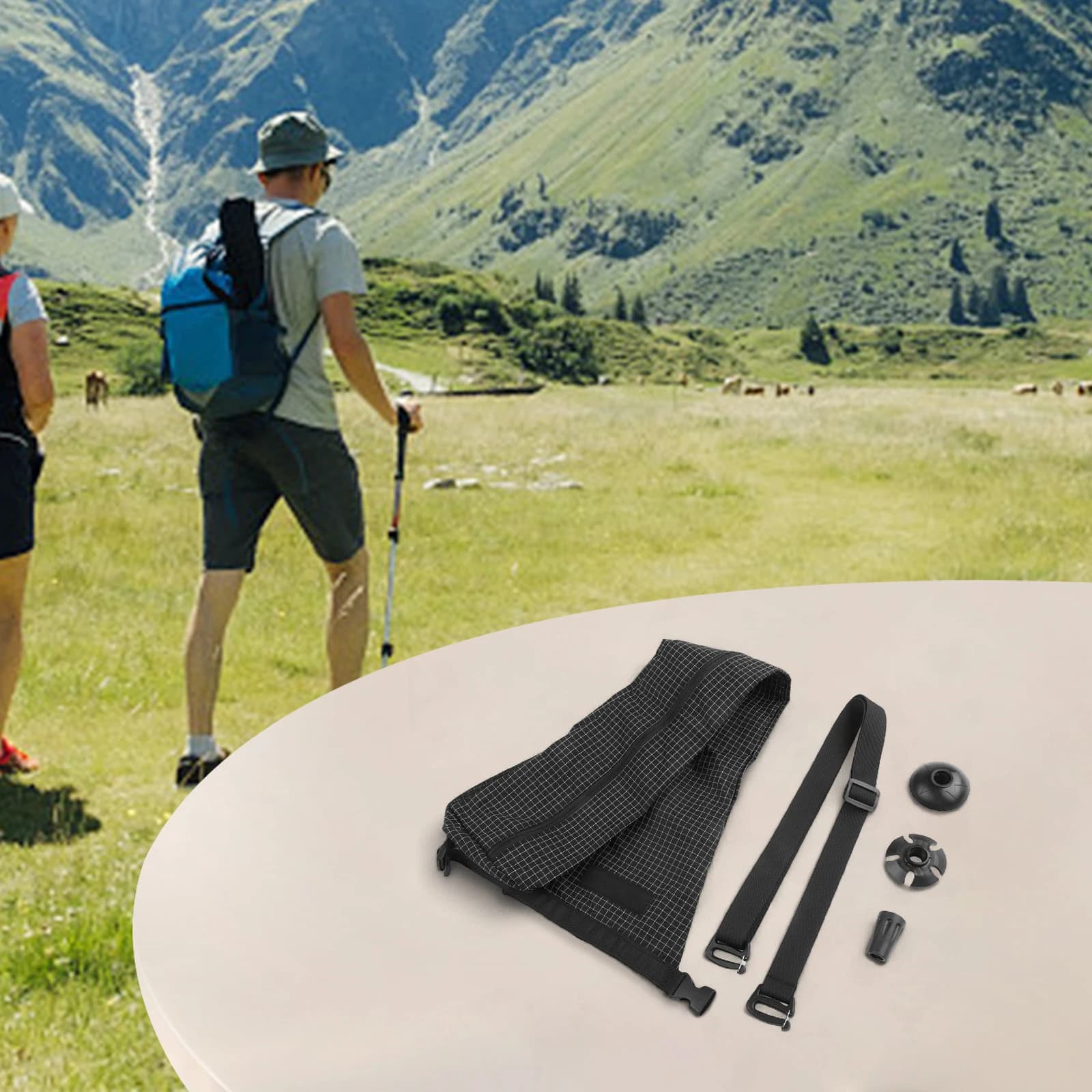 Compact Waterproof Bag for Trekking Poles Dama Material Adjustable Strap Convenient External Pockets for Easy Storage