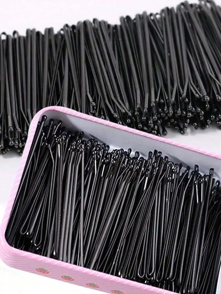 100 fermagli per capelli neri a forma di U per donna, accessori per capelli in acciaio