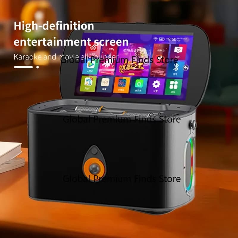 Macchina Karaoke All-in-One con Schermo Touch, Altoparlante KTV Portatile per Esterni e Casa, Doppio Microfono, Dispositivo per Cantare su YouTube