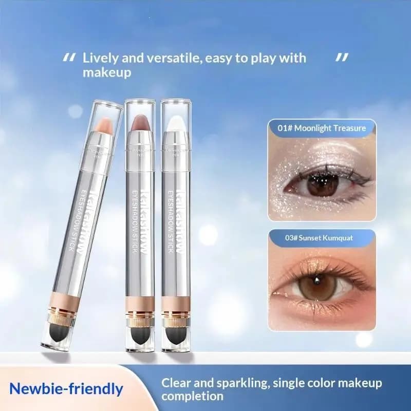 Double-ended Glitter Eyeshadow Highlighter Pen Easy to Apply No Brush Needed Brightening Eye Makeup for Busy Mornings