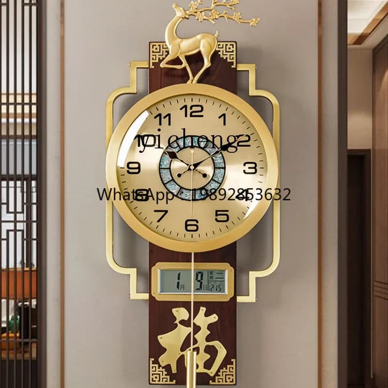 Orologio in ottone Orologio da parete decorativo in stile cinese Casa Soggiorno di fascia alta Stile cinese Elegante