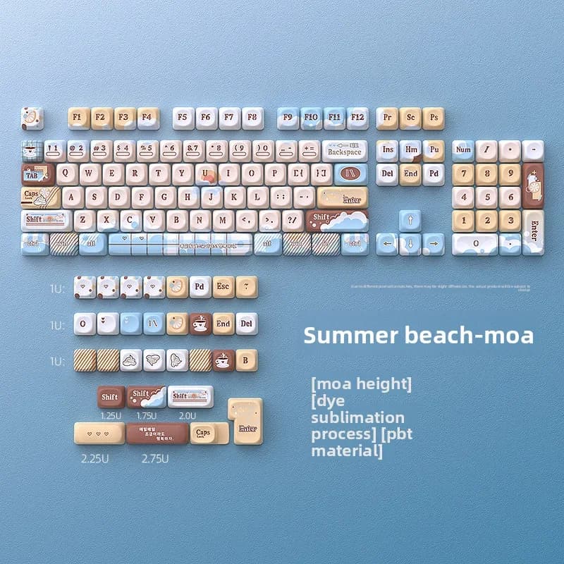 Summer Beach Theme Keycaps - MOA Sublimation 131 Keys Set for Mechanical Keyboard Customization