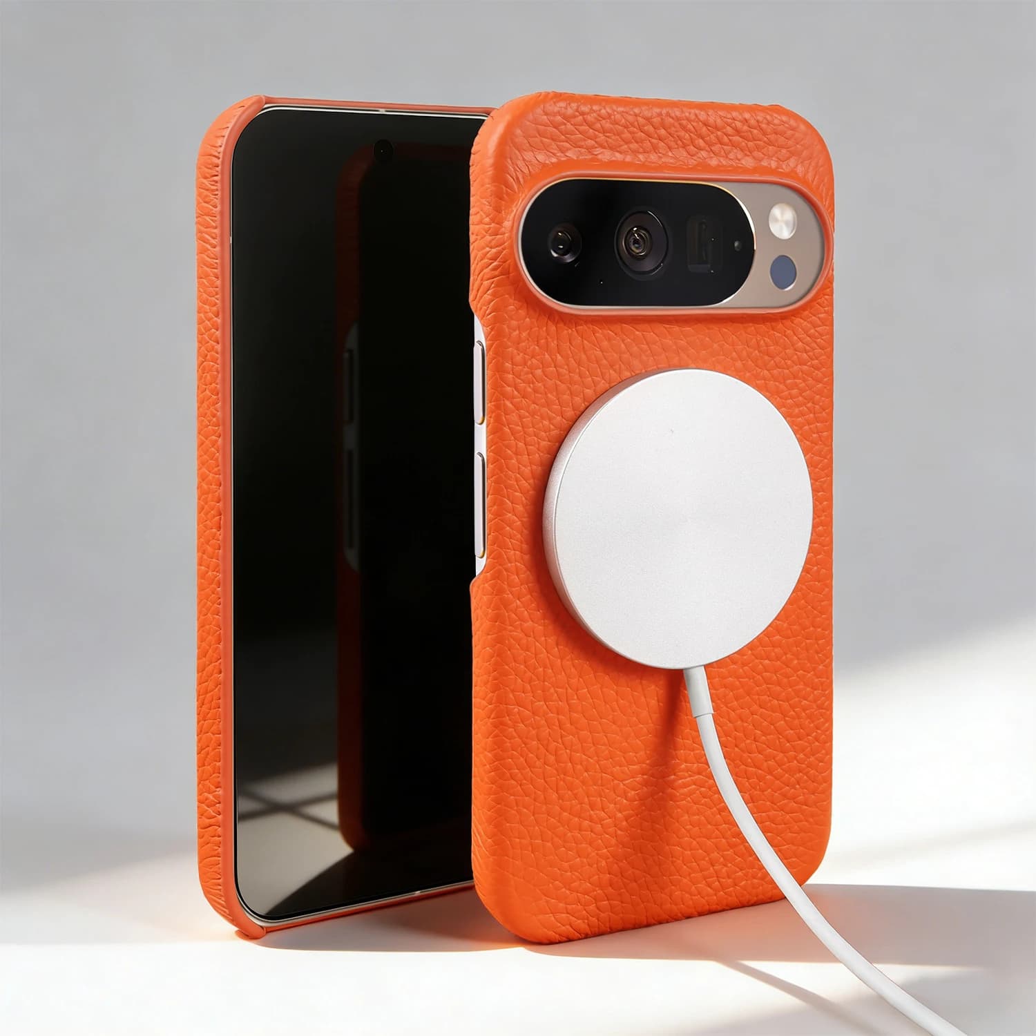 Custodia Magnetica in Vera Pelle Lychee per Google Pixel 10 Pro XL 9 8 7 6 5 9A 8A 7A 6A Compatibile con MagSafe - Cover Posteriore per Telefono