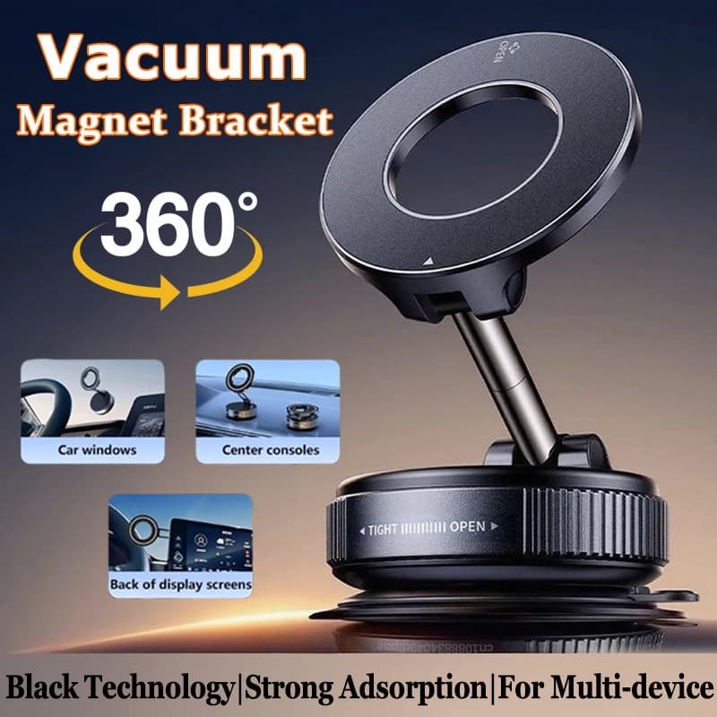 Staffa magnetica per vuoto Versione aggiornata Regolazione multi-angolo Forte supporto di navigazione per auto pieghevole con design a ventosa magnetica