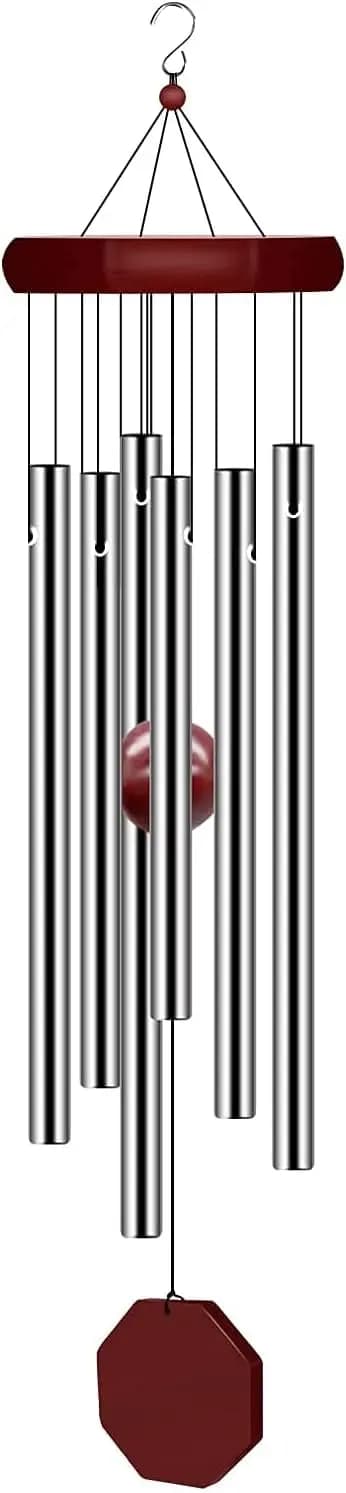 Memorial Wind Chimes Outdoor Large Deep Tone, Sympathy Wind-Chime Personalized with 6 Tuned Tubes, Elegant Chime for Garden Pati