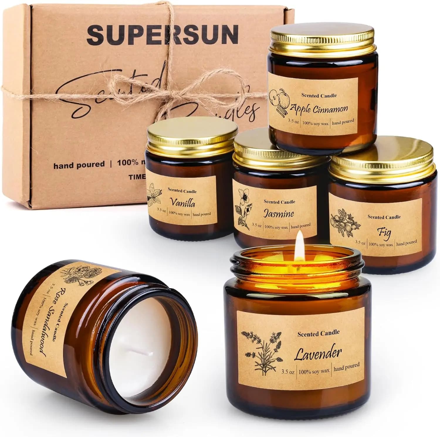 Set of 6 Perfume Candles in Soy Cera, Aromatherapy Gift Set for Women, Long Duration for Home Furniture