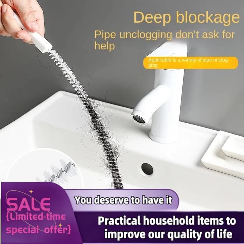 Spazzola per sbloccare tubi Doccia Vasca Scarico Catcher Capelli Detergente lungo per la pulizia Tubi fognari Prodotti per il bagno Casa domestica