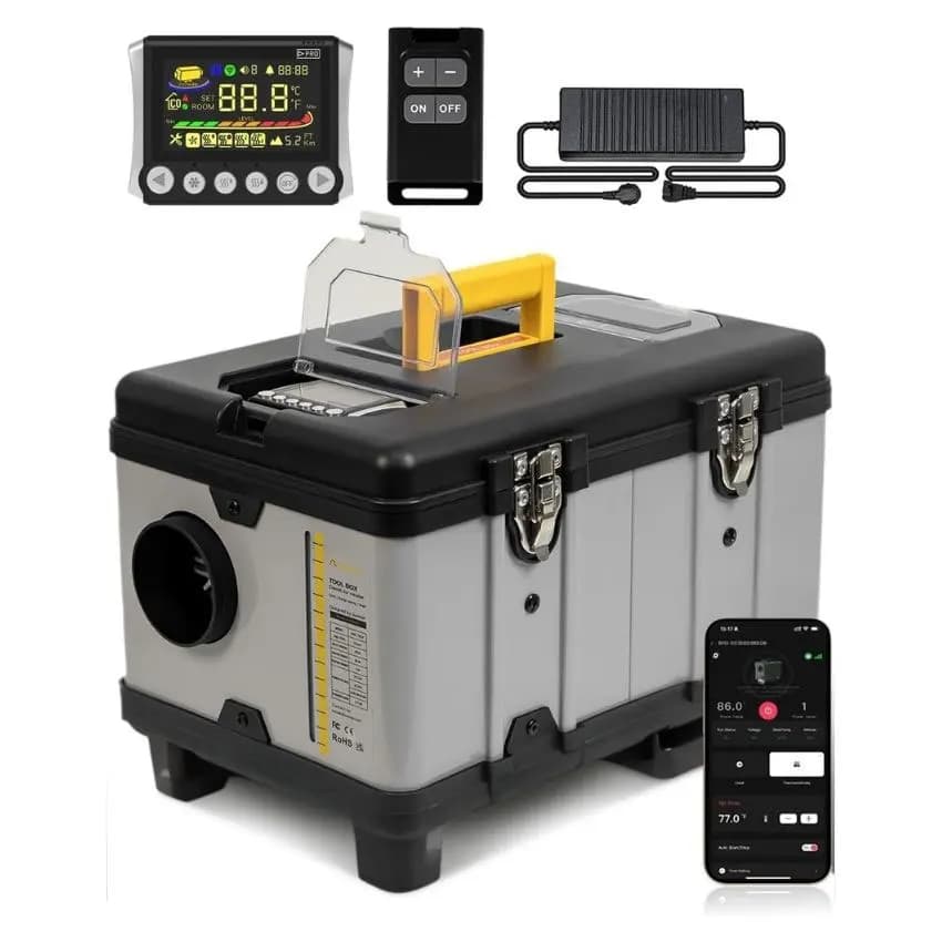 Riscaldatore Diesel Autonomo Tutto in Uno 12V 220V 5KW per Campeggio, Tenda e Casa