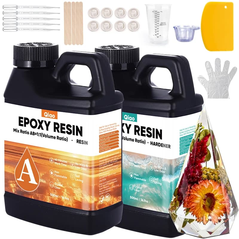 Kit Resina Epossidica Cristallina Fai-da-Te – Resina Epossidica 1:1 Facile da Miscelare, a Polimerizzazione Rapida per Rivestimenti, Modellazione, Gioielli e Piccole Applicazioni di Colata
