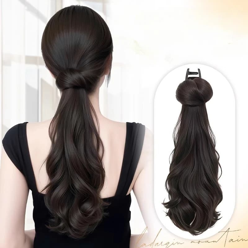 Body Wave Synthetic Wig Horsetail with Grip Clip for Soft Corrugated Claw Horsetail for Women Heat Resistant Wig