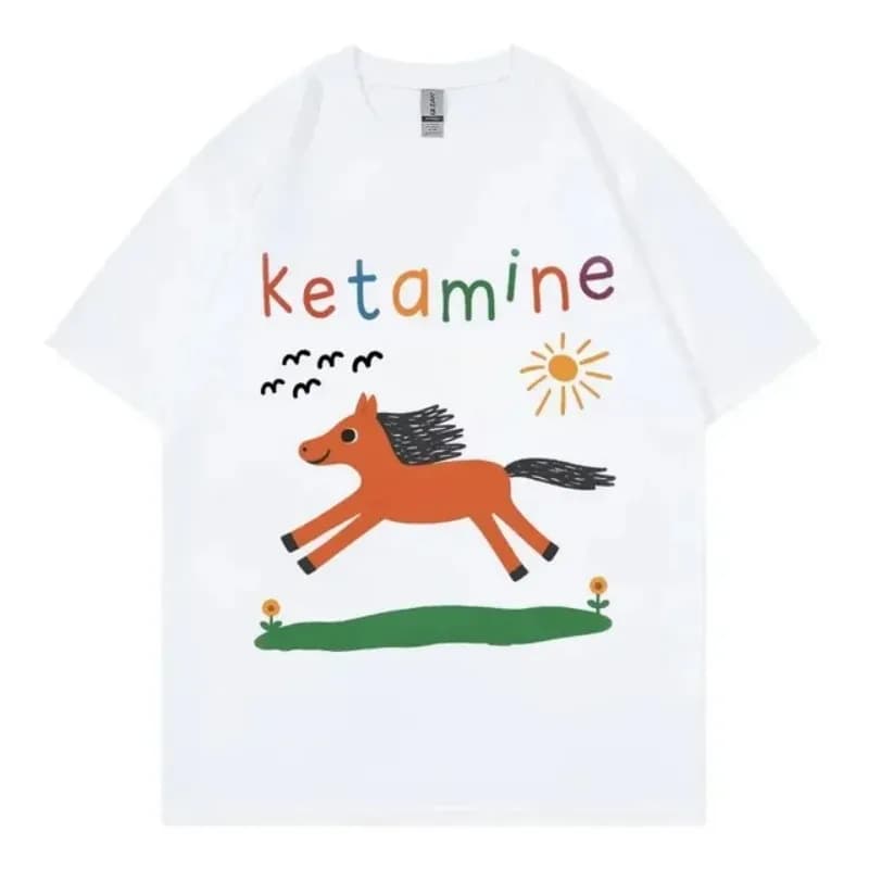 Interessante maglietta Ketamine Horse Meme per uomo e donna, maglietta a maniche corte Harajuku Y2k, maglietta casual alla moda estiva