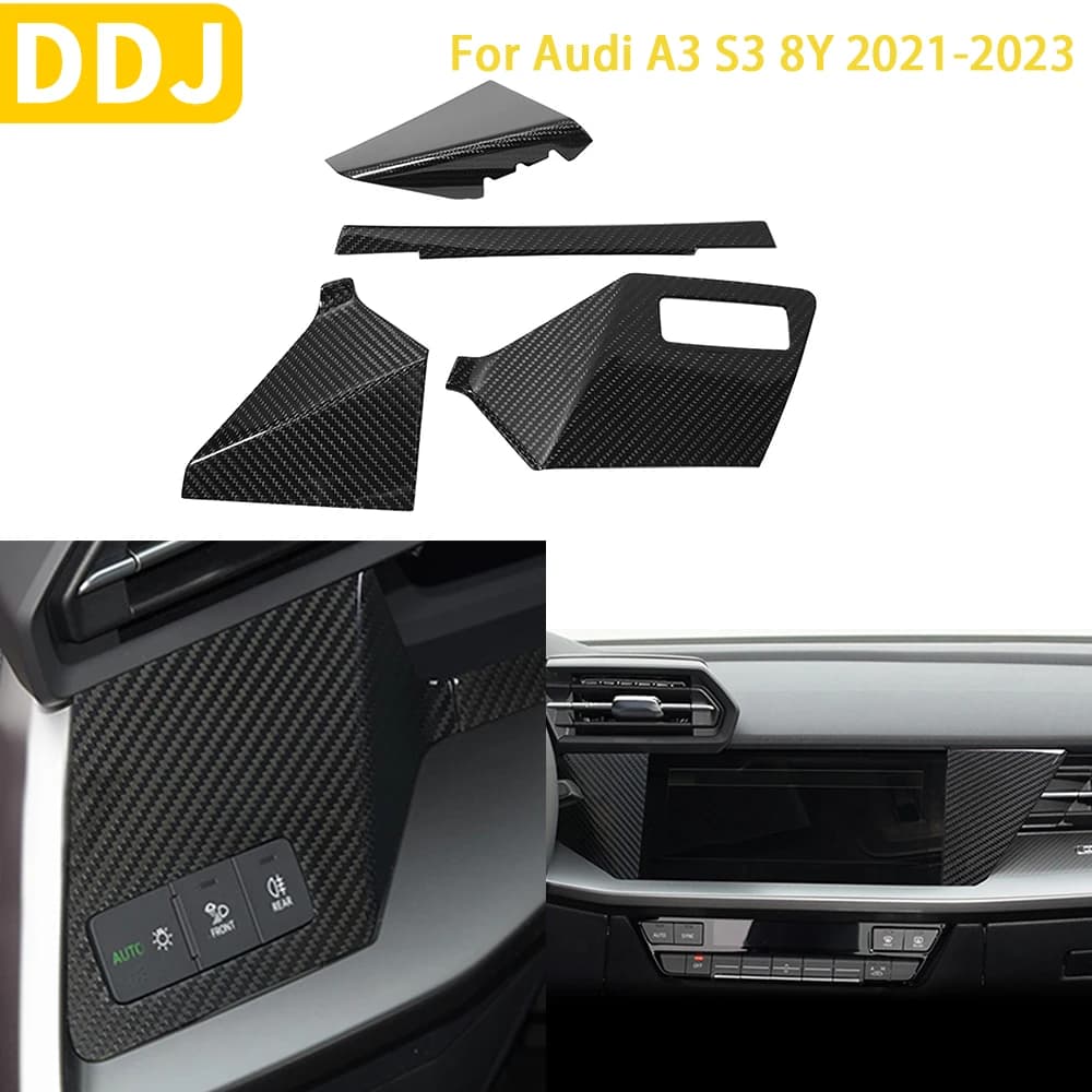 Fibra di carbonio a secco per Audi A3 S3 8Y 2021-2023 accessori Car Interior Center Console Control pomello della testa del cambio pannello Trim