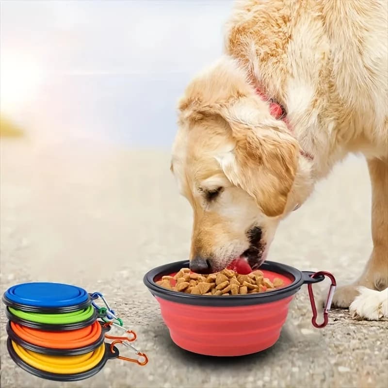 1Pc portable foldable pet bowl for distribution, travel, home use, pet travel essentials, 350ml/1000ml plastic dog and cat water bowl food bowl, buckle foldable dog bowl, outgoing travel pet dog dog food utensils, durable and lightweight design