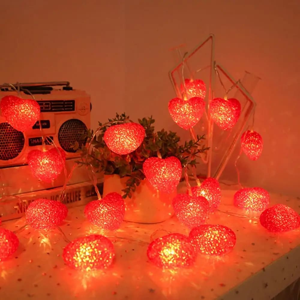 Luci a Stringa LED a Forma di Cuore con Porta USB, Illuminazione Decorativa per San Valentino, Matrimoni e Atmosfera Romantica