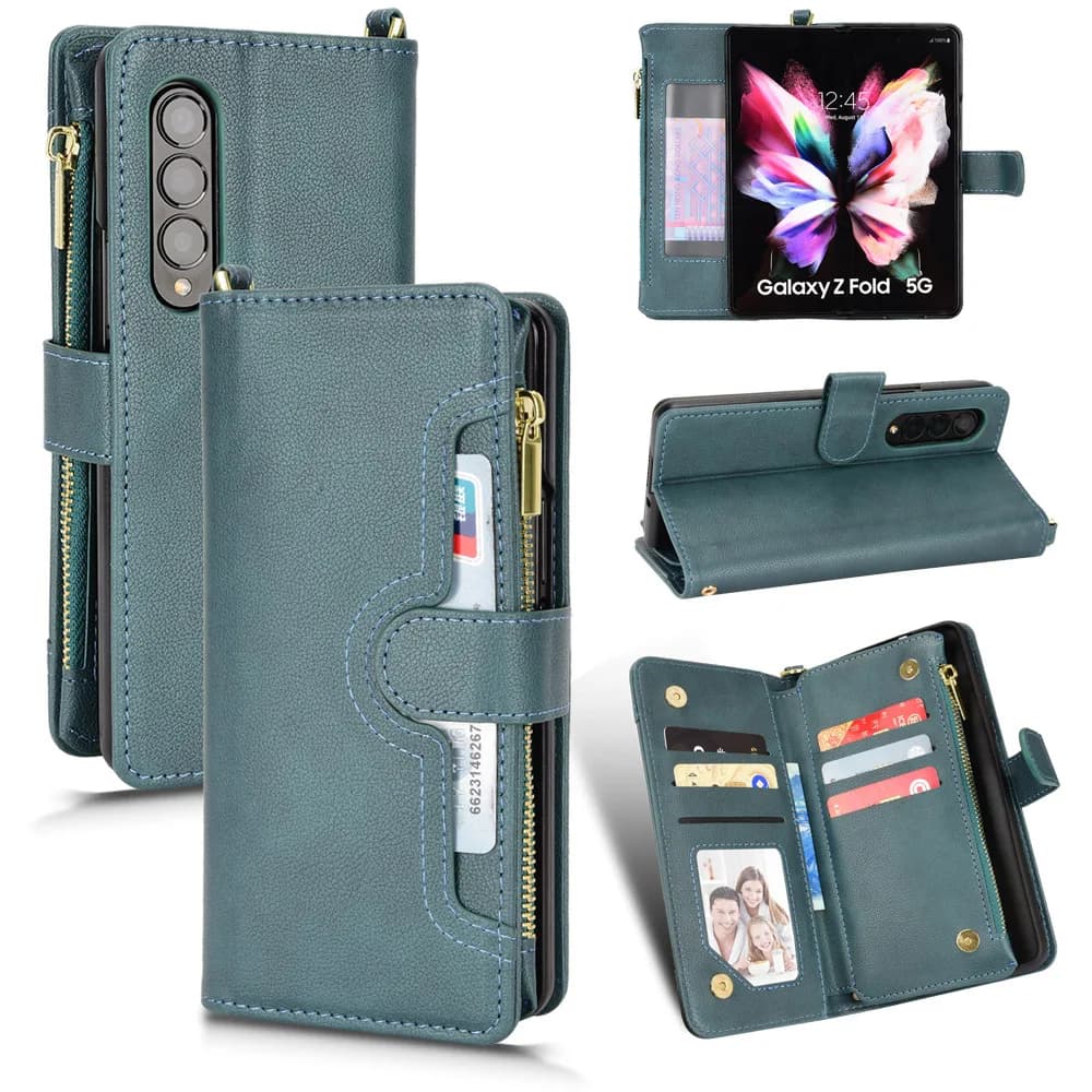 Wallet zipper leather case for Samsung Galaxy S25 S24 S23 S22 A54 A34 Plus Ultra Z FOLD 5 4 3