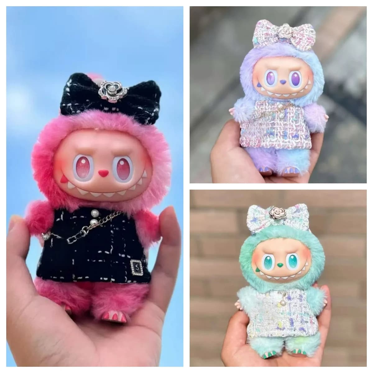 Per Labubu 17 centimetri Idol Doll Vestiti di Lusso Vestito Vestito Nero Set Labubu V1V2V3 Mini FAI DA TE Bambola Abbigliamento Borsa Scarpe Accessori
