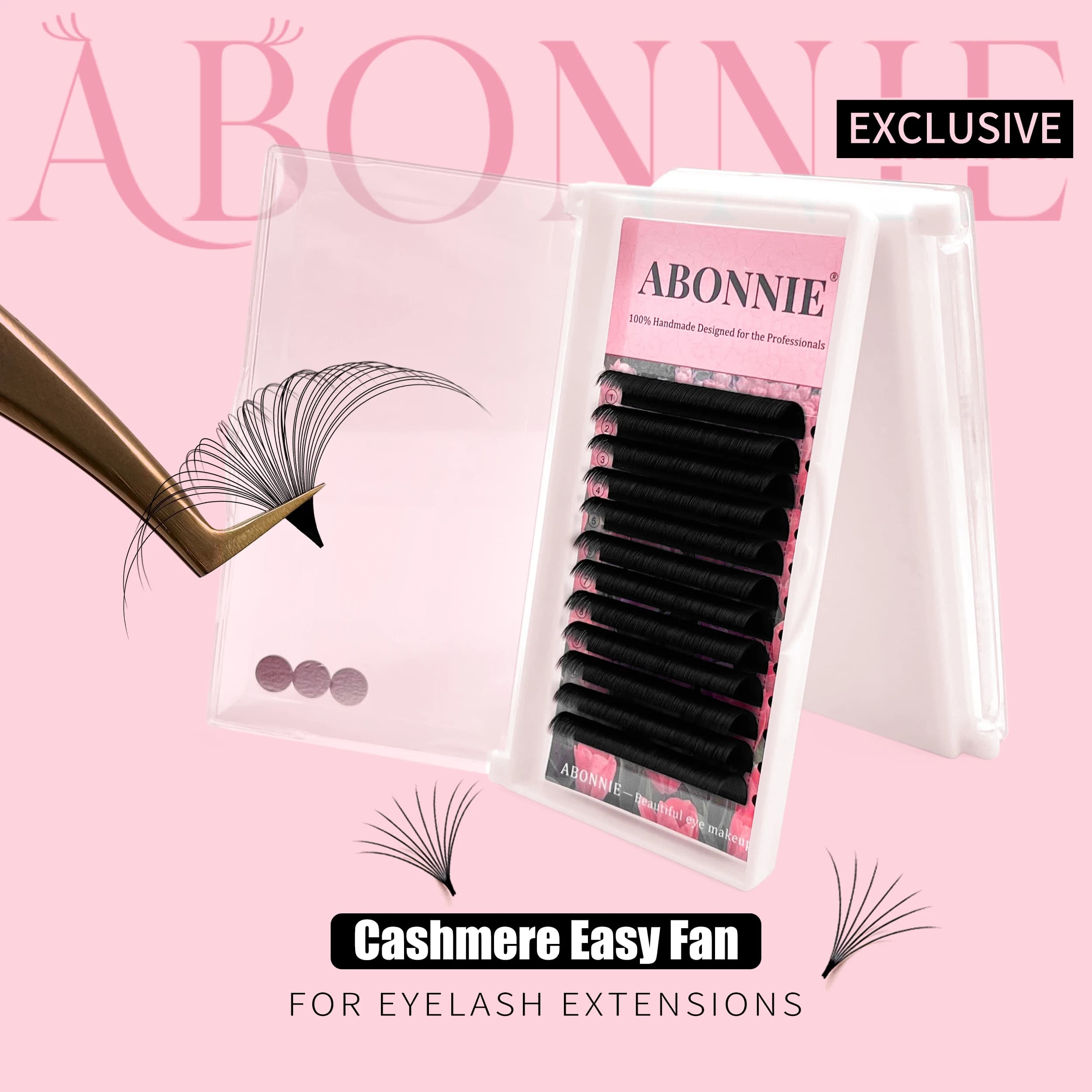 CC DD Luxury Easy Fan Eyelashes Nero Opaco, Extension Ciglia Prefabbricate Effetto Bouquet, Vassoi di Ciglia Easy Fans