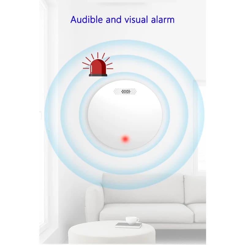 Rilevatore di Fumo Intelligente Wireless Tuya Graffiti per Casa, con App WiFi, Rilevamento Acustico e Visivo, Allarme Antincendio Intelligente con Suono e Luce