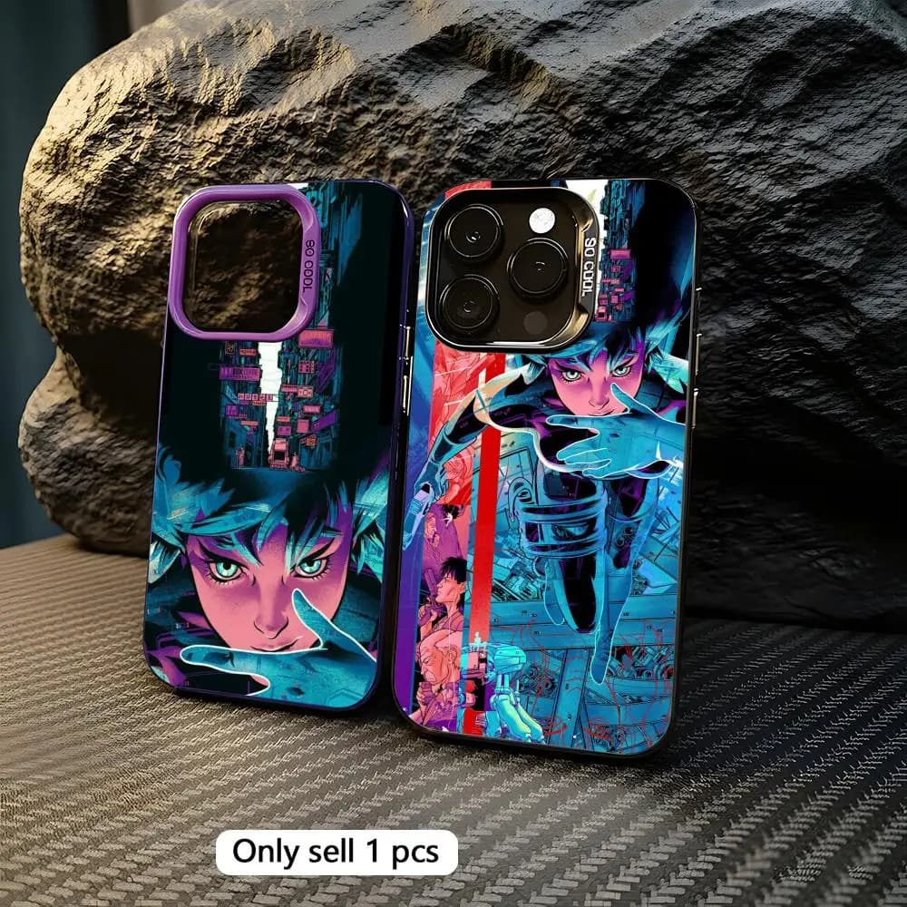 C-cybernetic anime Phone Case Metallic TPU Phone Case for iPhone 17 16 15 14 13 12 11 Pro Max, Slim Shockproof Cover